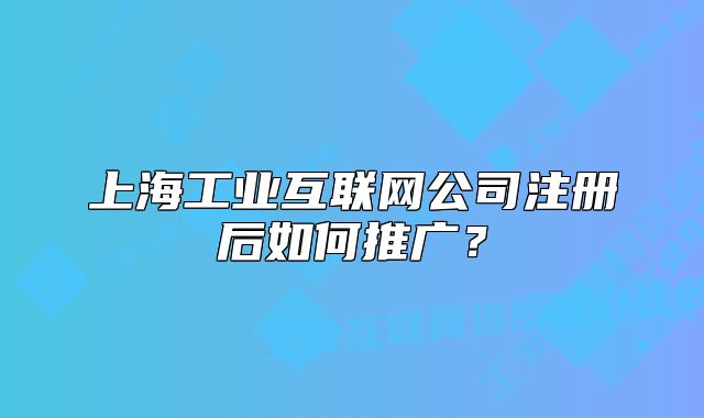 上海工业互联网公司注册后如何推广?