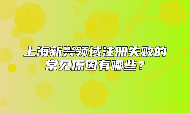 上海新兴领域注册失败的常见原因有哪些？
