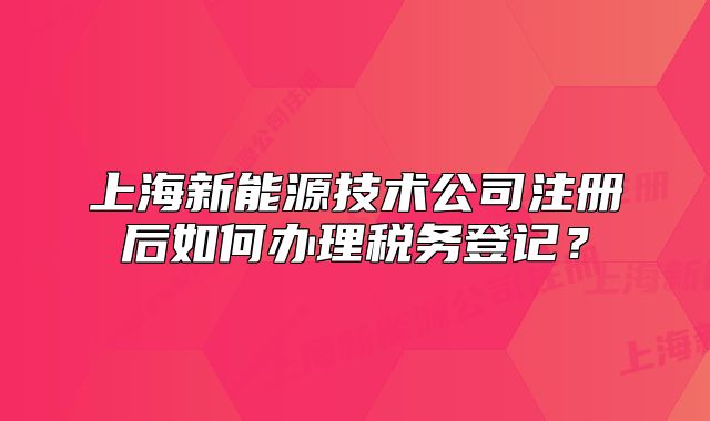 上海新能源技术公司注册后如何办理税务登记?