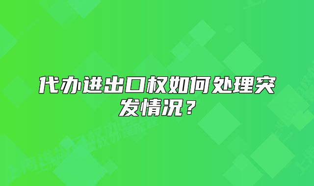 代办进出口权如何处理突发情况?