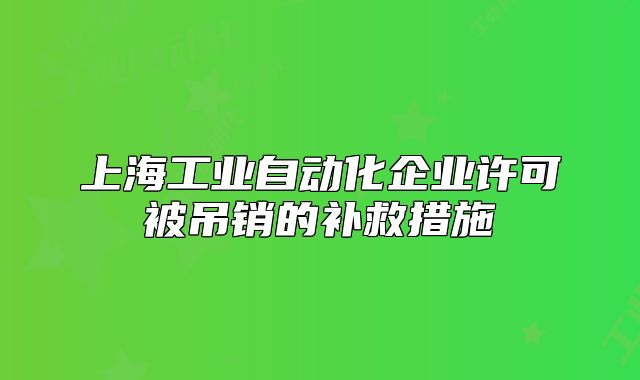 上海工业自动化企业许可被吊销的补救措施