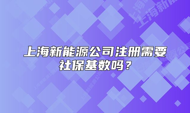 上海新能源公司注册需要社保基数吗?