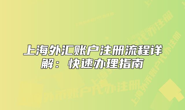 上海外汇账户注册流程详解：快速办理指南