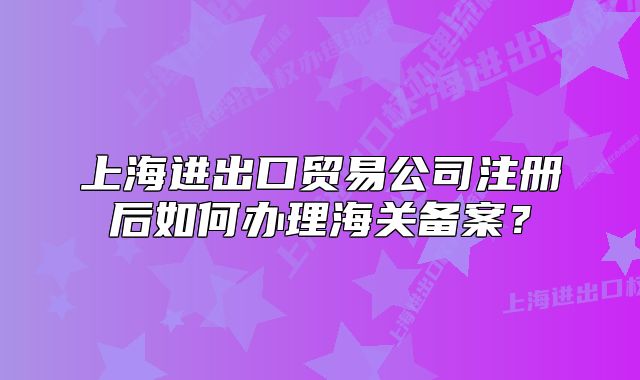 上海进出口贸易公司注册后如何办理海关备案?