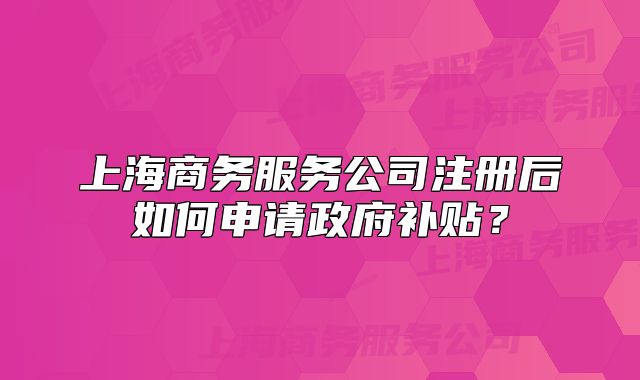 上海商务服务公司注册后如何申请政府补贴?