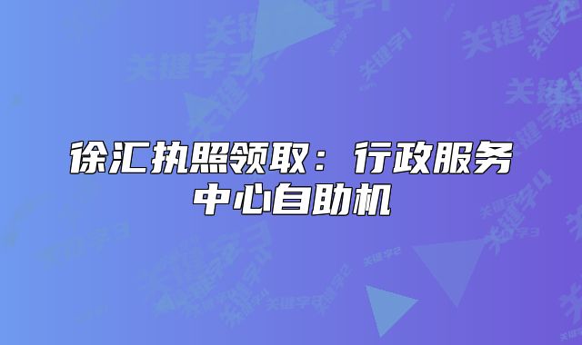 徐汇执照领取：行政服务中心自助机