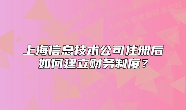 上海信息技术公司注册后如何建立财务制度？