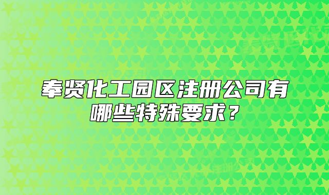 奉贤化工园区注册公司有哪些特殊要求？