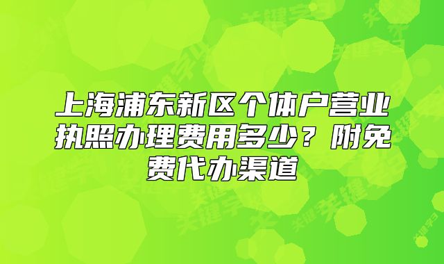 上海浦东新区个体户营业执照办理费用多少?附免费代办渠道