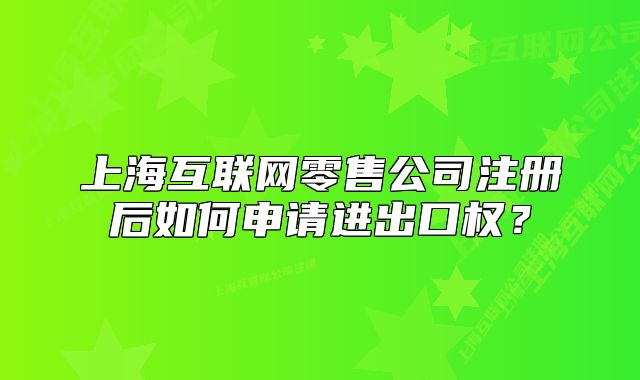 上海互联网零售公司注册后如何申请进出口权？
