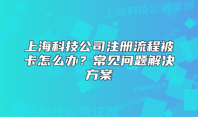 上海科技公司注册流程被卡怎么办?常见问题解决方案