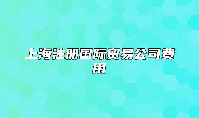 上海注册国际贸易公司费用