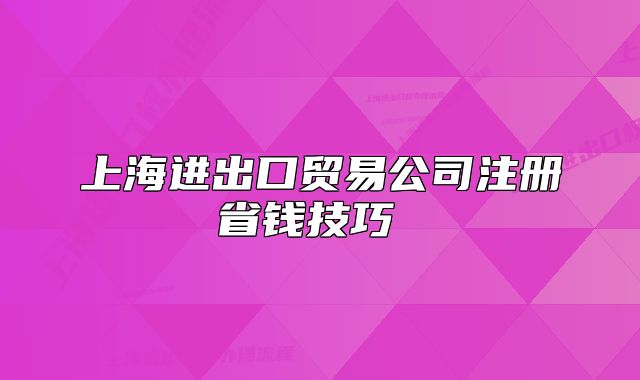上海进出口贸易公司注册省钱技巧 