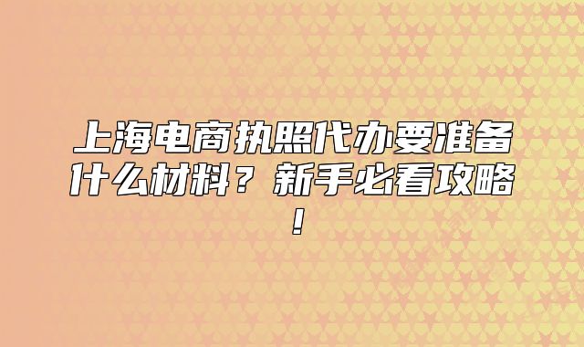 上海电商执照代办要准备什么材料?新手必看攻略!