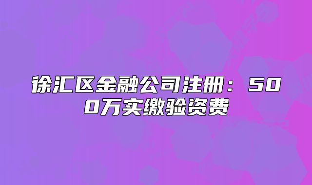 徐汇区金融公司注册:500万实缴验资费