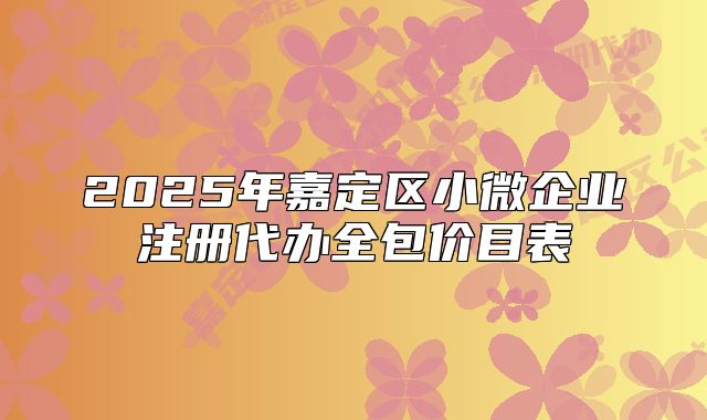 2025年嘉定区小微企业注册代办全包价目表