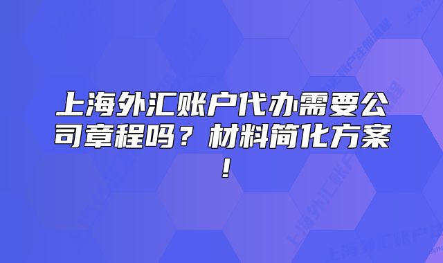 上海外汇账户代办需要公司章程吗?材料简化方案!