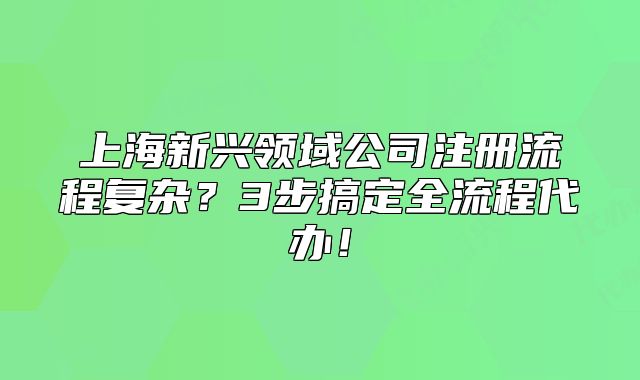 上海新兴领域公司注册流程复杂?3步搞定全流程代办!