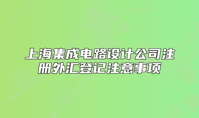 上海集成电路设计公司注册外汇登记注意事项