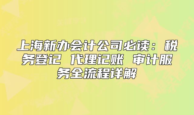 上海新办会计公司必读:税务登记 代理记账 审计服务全流程详解