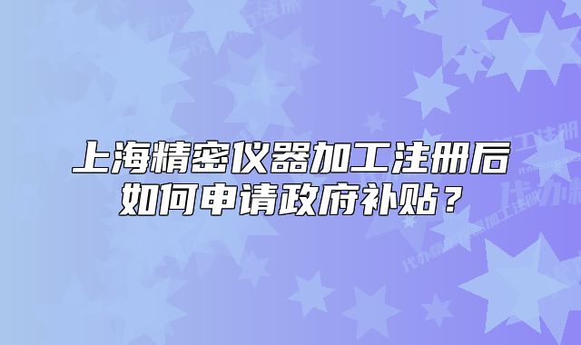 上海精密仪器加工注册后如何申请政府补贴?