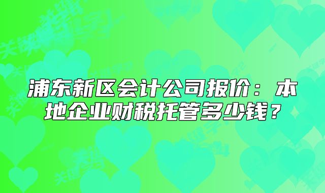 浦东新区会计公司报价:本地企业财税托管多少钱?