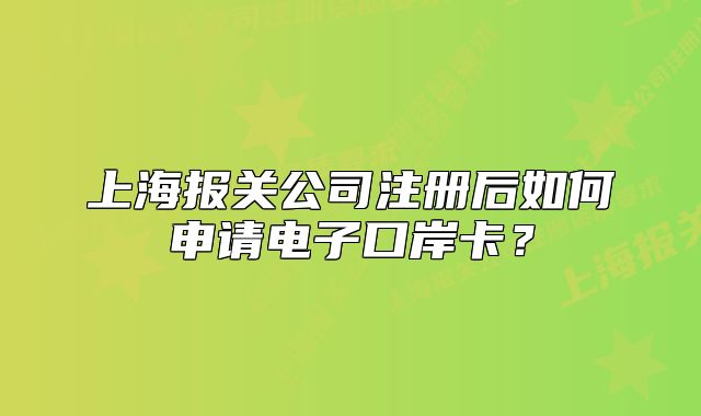 上海报关公司注册后如何申请电子口岸卡?