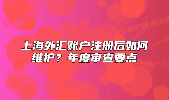 上海外汇账户注册后如何维护?年度审查要点