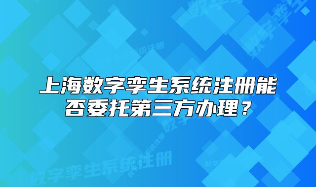 上海数字孪生系统注册能否委托第三方办理？