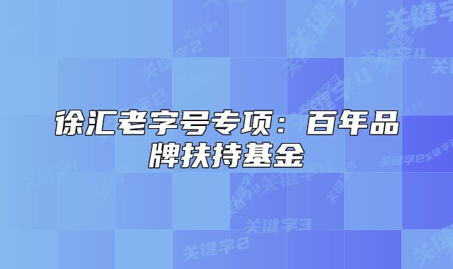 徐汇老字号专项:百年品牌扶持基金