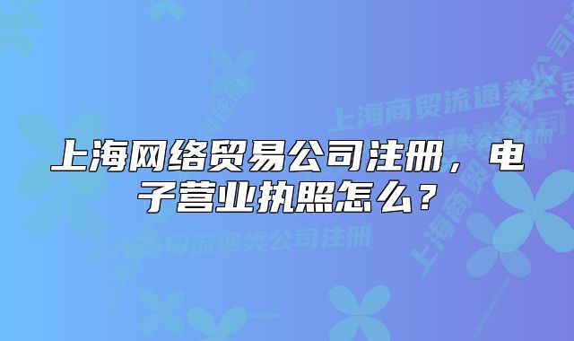 上海网络贸易公司注册,电子营业执照怎么?