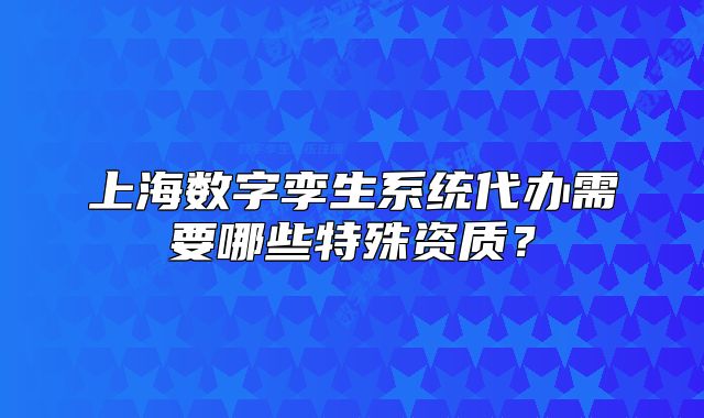 上海数字孪生系统代办需要哪些特殊资质？