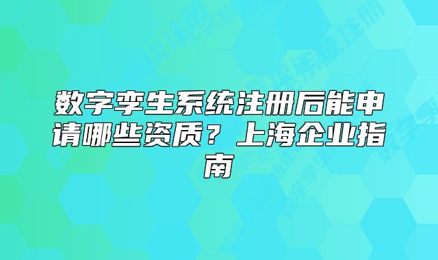 数字孪生系统注册后能申请哪些资质?上海企业指南