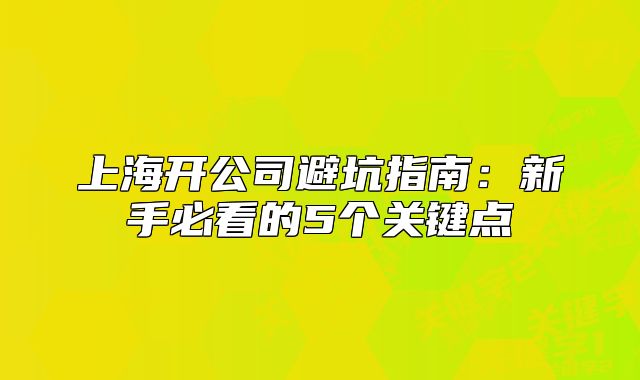 上海开公司避坑指南:新手必看的5个关键点