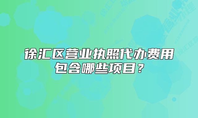 徐汇区营业执照代办费用包含哪些项目？