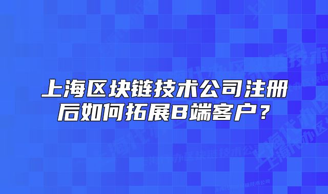 上海区块链技术公司注册后如何拓展B端客户?
