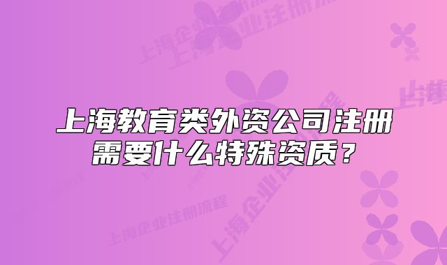 上海教育类外资公司注册需要什么特殊资质?