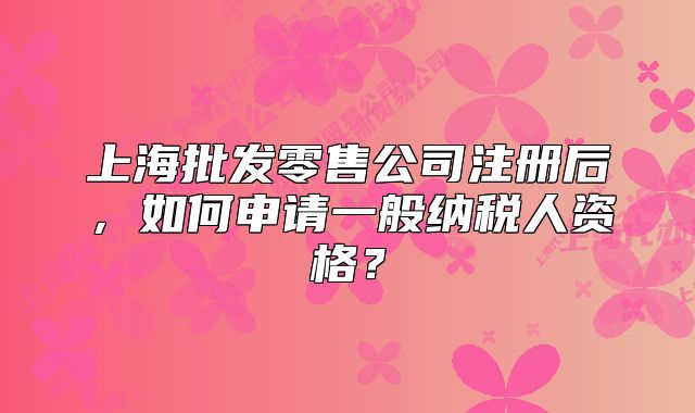 上海批发零售公司注册后,如何申请一般纳税人资格?