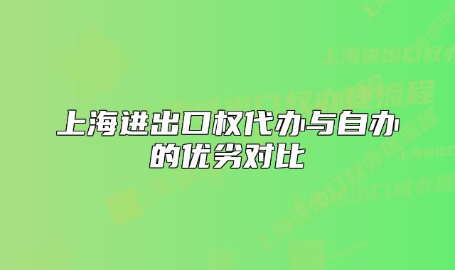 上海进出口权代办与自办的优劣对比