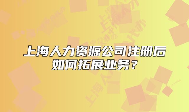 上海人力资源公司注册后如何拓展业务?