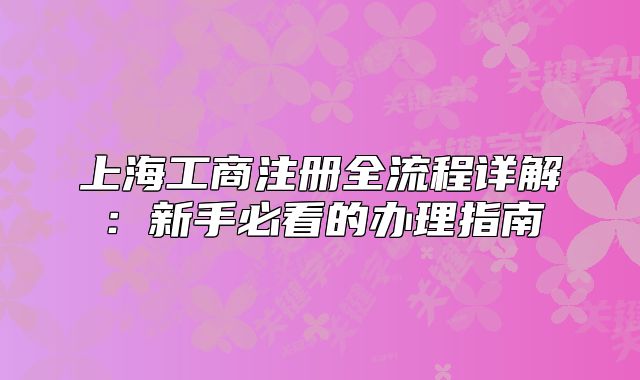 上海工商注册全流程详解:新手必看的办理指南