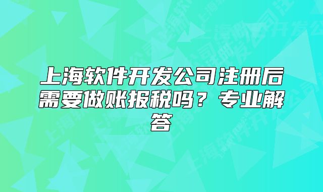 上海软件开发公司注册后需要做账报税吗?专业解答