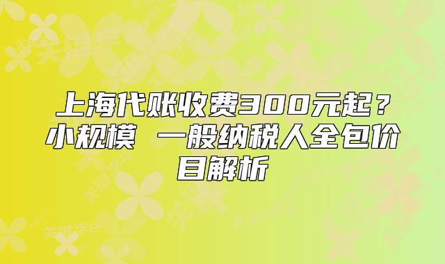 上海代账收费300元起?小规模 一般纳税人全包价目解析