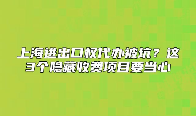 上海进出口权代办被坑?这3个隐藏收费项目要当心