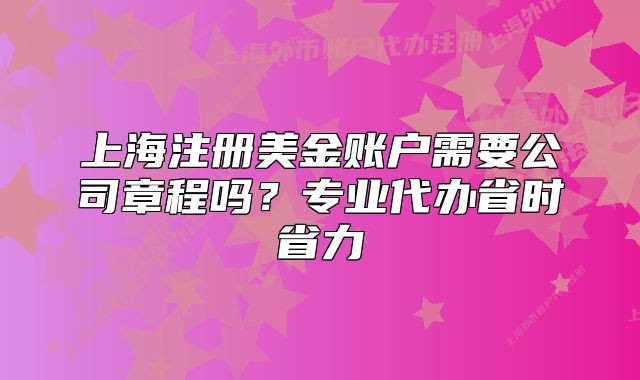 上海注册美金账户需要公司章程吗？专业代办省时省力