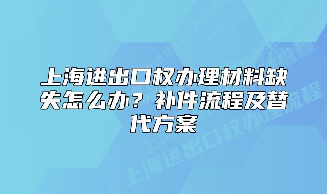 上海进出口权办理材料缺失怎么办?补件流程及替代方案