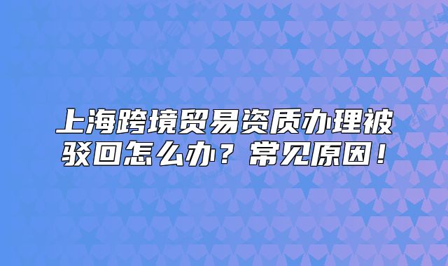 上海跨境贸易资质办理被驳回怎么办?常见原因!