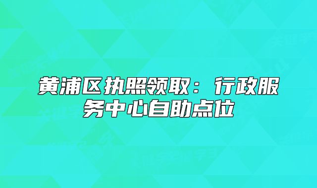 黄浦区执照领取:行政服务中心自助点位