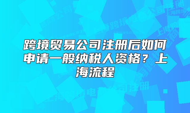 跨境贸易公司注册后如何申请一般纳税人资格？上海流程