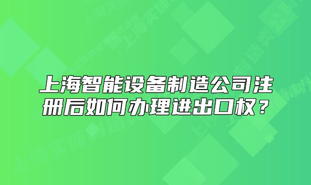上海智能设备制造公司注册后如何办理进出口权?